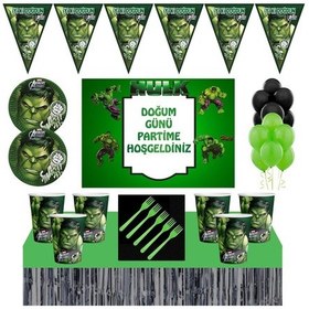 Resim Hulk Doğum Günü Konsepti 16 Kişilik Afişli Hulk Parti Süsleri Hul N11.1380 