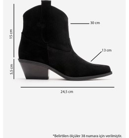 Resim Luvishoes Elıa Siyah Süet Hakiki Deri Kadın Western Bot Siyah 