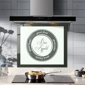 Resim Decorita Cam Ocak Arkası Koruyucu | Good Food - Beyaz Fon | 52cm X 60cm 