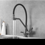 Resim OEM Mutfak Evye Bataryası Dual Flow Su Arıtma Çıkışlı Spiralli Yeni Ürün Antrasit Gri 7 Yıl Garantili 