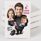 Resim Goril Ailesi Karikatürlü Taş Buzdolabı Magneti 