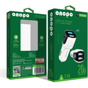 Resim onopo 3.4A Çift USB Çıkışlı Hızlı Araç Şarjı 20W - A6 