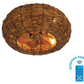 Resim Vanti 15w 4xe27 Hasır Avizeli Kumandalı Tavan Vantilatörü Kcf300 