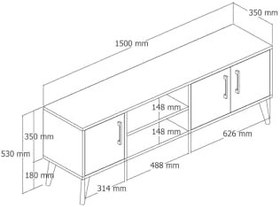 Resim Mezza 1580 Exxen 150 Cm (Ahşap Ayakli) Tv Ünitesi Hat-Antrasit 
