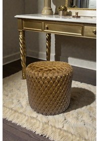 Resim Silindir Puf - Mılano Yumuşak Rabbit Kumaş Tavşan Tüyü Modern Konforlu Dekoratif Puf&bench Hardal 