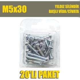 Resim M5X30 Yıldız Silindir Başlı (Ysb) Vida/Civata 20 Adet 