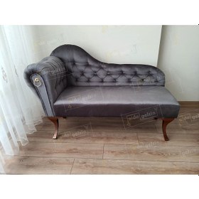 Resim Ters Kol Dekoratif Bihter Koltuk Josefin Puf 110 Cm Ceviz Ayak Antrasit 