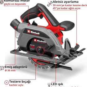 Resim Einhell Akülü Daire Testere Tp-Cs 18/165 Li-I Bl - Solo Power X-Change (18 V, Ø 165 mm Testere Bıçağ 