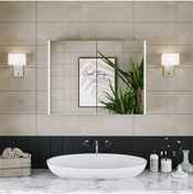 Resim ROOMART Banos Banyo Ad7 Kulpsuz 2 Kapaklı Mat Beyaz Mdf 80 Cm Aynalı Banyo Üst Dolabı 