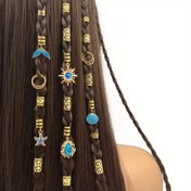 Resim 45 adet Barok İnci Deniz Kabuğu Kafa Tıraşları - Boho Okyanusik Saç Takı Seti, Örgüler, Festival Plaj Saç Aksesuarları 