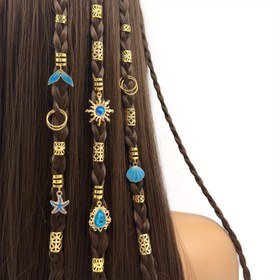 Resim 45 adet Barok İnci Deniz Kabuğu Kafa Tıraşları - Boho Okyanusik Saç Takı Seti, Örgüler, Festival Plaj Saç Aksesuarları 