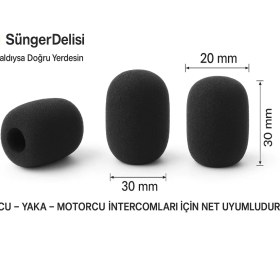 Resim 3 ADET Mikrofon Köpük Süngeri - Kask Içi Intercom ve yaka için uyumlu 