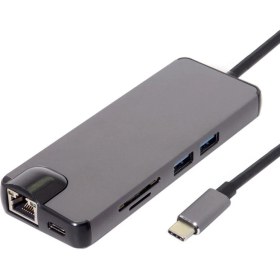 Resim Techmaster Type-C USB 3.1 8in1 4K HDMI VGA Micro Sd Rj-45 2 USB Şarj Girişli 