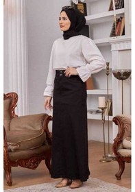Resim 2254-denim Klasik Etek Siyah Siyah 