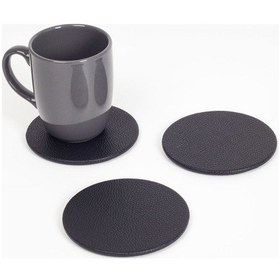 Resim Turgut Office Deri Oval Bardak Altlığı 3 Adet Antrasit 