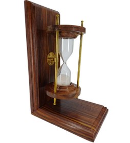 Resim Ahşap Kum Saati Kitap Tutucu Pirinç Detaylı Retro Dekoratif Obje (2'li) 