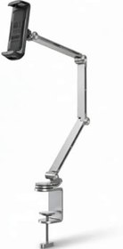 Resim Coverzone Profesyonel Ayarlanabilir Tablet & Telefon Standı, 360° Döner Kantilever Braket, Premium Alüminyum, 4.7-12.9" Cihazlar İçin - Telefon ve Tabletler İçin Masa Montaj Kelepçesi | T01 Flat 