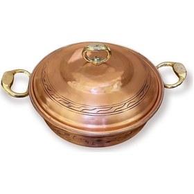 Resim İşlemeli Bakır Karnıyarık Tencere No:1 Bakır - Siyah 