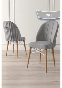 Resim Canisa Ritim Serisi 6 Adet Gri Sandalye 1.sınıf Babyface Ithal Kumaş Doğal Ahşap Ayak Gümüş Halkalı Sandalye Gri Ayaklar Doğal Ahşap 