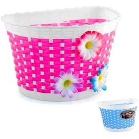 Resim Universal Bisiklet Mtb Ön Sepet Hasır Çiçekli Plastik 