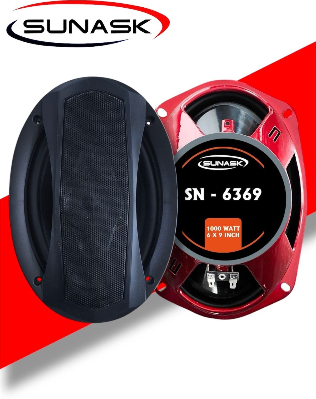 Sunask Sn-6369 1000 Watt Tweeter'li Uyumlu Oto Oval Hoparlör