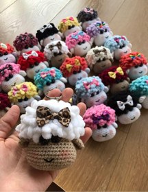 Resim Quezzquality Amigurumi El Örgüsü Sevimli Kuzucuk Kafası Anahtarlıklar(Tek Fiyatıdır) 