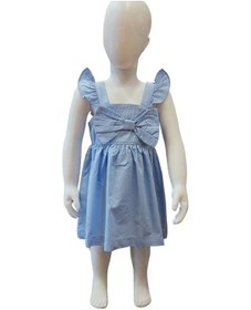 Resim Çikoby Kız Bebek Pamuklu Fiyonklu Elbise-13883 Mavi 