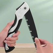 Resim 1 Adet Kompakt Katlanır Testere - Ergonomik Siyah Beyaz Saplı, Dayanıklı Metal Bıçaklı Çok Amaçlı Bahçe Aleti, Ahşap Kesme, Ağaç Budama, Kamp ve Ev Kullanımı İçin Uygun, Taşınabilir Katlanabilir Tasarım 