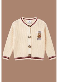Resim Kız Çocuk Teddy İşlemeli Hırka Noblekids Çok Renkli 