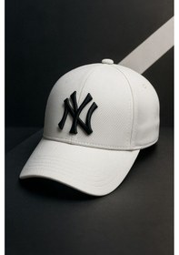 Resim Reva Ny New York Unisex Şapka %100 Pamuk Beyaz Siyah 