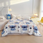 Resim 1 Adet Disney Stitch Flanel Battaniye - Yumuşak Makinede Yıkanabilir Büyük Boy Çarşaf, Canlı Karakter Baskılı, Tüm Mevsimler İçin Rahat Atkı, Kadınlar ve Kızlar için Ev Dekoru Hediyesi, Eğlenceli Desenli, Dayanıklı Kumaş, Hayranlık Malzemesi 