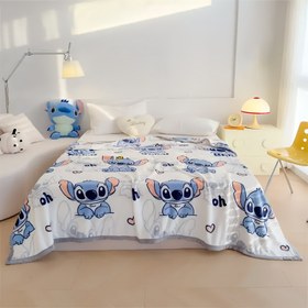 Resim 1 Adet Disney Stitch Flanel Battaniye - Yumuşak Makinede Yıkanabilir Büyük Boy Çarşaf, Canlı Karakter Baskılı, Tüm Mevsimler İçin Rahat Atkı, Kadınlar ve Kızlar için Ev Dekoru Hediyesi, Eğlenceli Desenli, Dayanıklı Kumaş, Hayranlık Malzemesi 