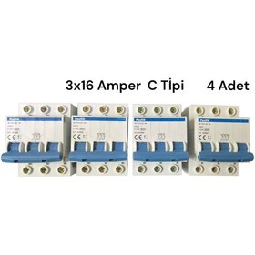 Resim Pasifik 3x16 Amper C Tipi W Otomat 4 Adet 1 Kutu 