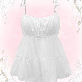 Resim Knot Strap Flare Top, Yaz için Casual Düz Kolsuz Cami Üstü, Coquette/Cute/Y2K Tarzı Kadın Giyim 