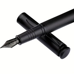 Resim 1 Adet Lüks Metal Dolma Kalem, 0.38mm İridyum Uç, 3.4mm Kartuşlar İçin Mürekkep Dönüştürücü ile Şık Yazı Aleti - Dayanıklı Metal Gövde, Tıklama Kapak, Ofis ve Okul Kullanımı İçin Ekstra İnce Nokta, Hassas Yazı Kalem|Dokulu Tutma Kalem|Sleek Metalik Bitiş 
