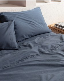 Resim Tracey King Size %100 Pamuk Pileli Linen Look Yıkamalı Çarşaflı Nevresim Takımı - İndigo 8684427125564 Çok Renkli 