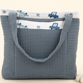 Resim Bebek Bakım Çantası - Koyu Mavi Petek - Mavi Arabalar 