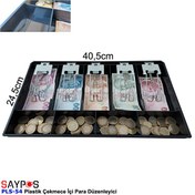 Resim Saypos PLS54 Plastik Para Çekmecesi İçi Düzenleyici 5 Banknot 4 Bozuk Para Gözlü 40.5x24.5x3.5 CM 