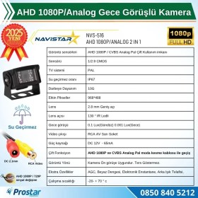Resim Ahd 1080P/720P Büyük Gece Görüşlü Rca Av Soketli Kamyon Tır Otobüs Kamerası 