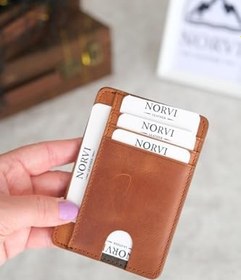 Resim Norvi Leather Hakiki Deri Kartlık Kimlik Bölmeli Taba Taba 