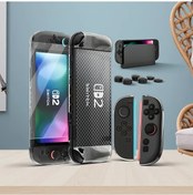 Resim Gaojunshop01 Switch 2 İçin Şeffaf Pc Kare Tasarım Kılıf + Tpu Tutma Kabı + Kapak + Film + Temizlik Seti 