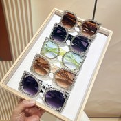 Resim Partiler ve Fotoğraf Çekimleri için Ekstra Büyük Kare Lüks Taşlı Moda Gözlükler 