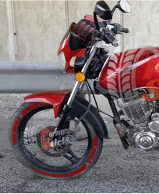 Resim Performance Stickers Full Send+Kuyruk+Bayrak(Kırmızı) Motorsiklet Lastik Stikeri Lastik Sticker 8adet Lastik Yazısı 18mm 