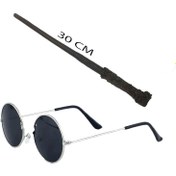 Resim Nessiworld Harry Potter Asası 30 cm ve Siyah Metal Çerçeveli Harry Potter Gözlüğü Seti 