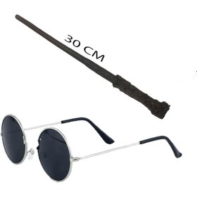Resim Nessiworld Harry Potter Asası 30 cm ve Siyah Metal Çerçeveli Harry Potter Gözlüğü Seti 