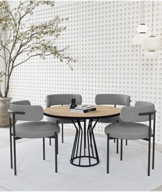 Resim Avvio Metal Teddy Sandalye 90x90 Yuvarlak Kum Saati Ayak Mutfak Masası Takımı Yemek Masası Takımı Beyaz Avvio6045 