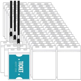 Resim Gempo 100 Adet Toptan 14.5cm X 9.5cm Şeffaf Yaka Kartı Poşeti - Kimlik, Bilet Ve Kart Koruma Kabı (İPSİZ) 