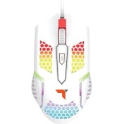 Resim Mouse Işıklı Rgb Kablolu Gamer Oyuncu Optik USB Mouse, Torima TM15, Beyaz 