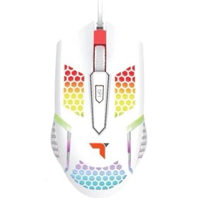Resim Mouse Işıklı Rgb Kablolu Gamer Oyuncu Optik USB Mouse, Torima TM15, Beyaz 