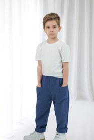 Resim İndigo-Ekru İkili Müslin Pantolon Set - 4 Yaş 